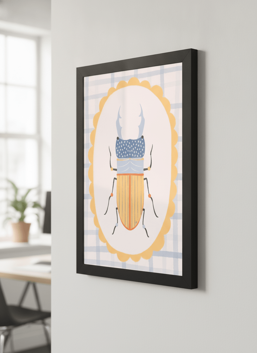 Contemporary wall art featured in a bright modern office workspace