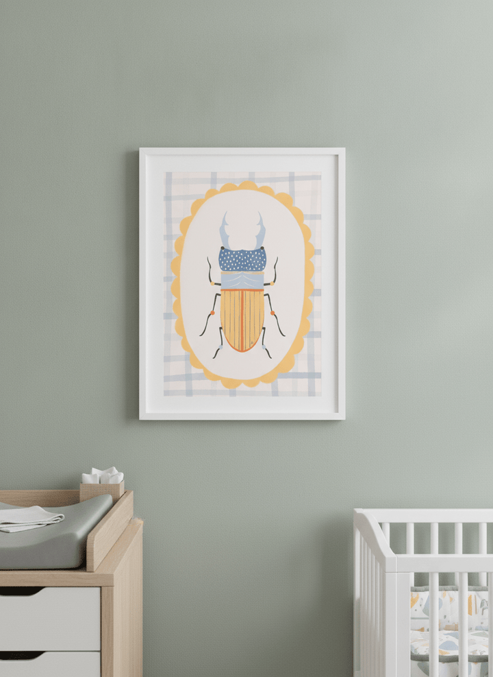 Soft neutral wall art styled in a serene nursery with pastel tones