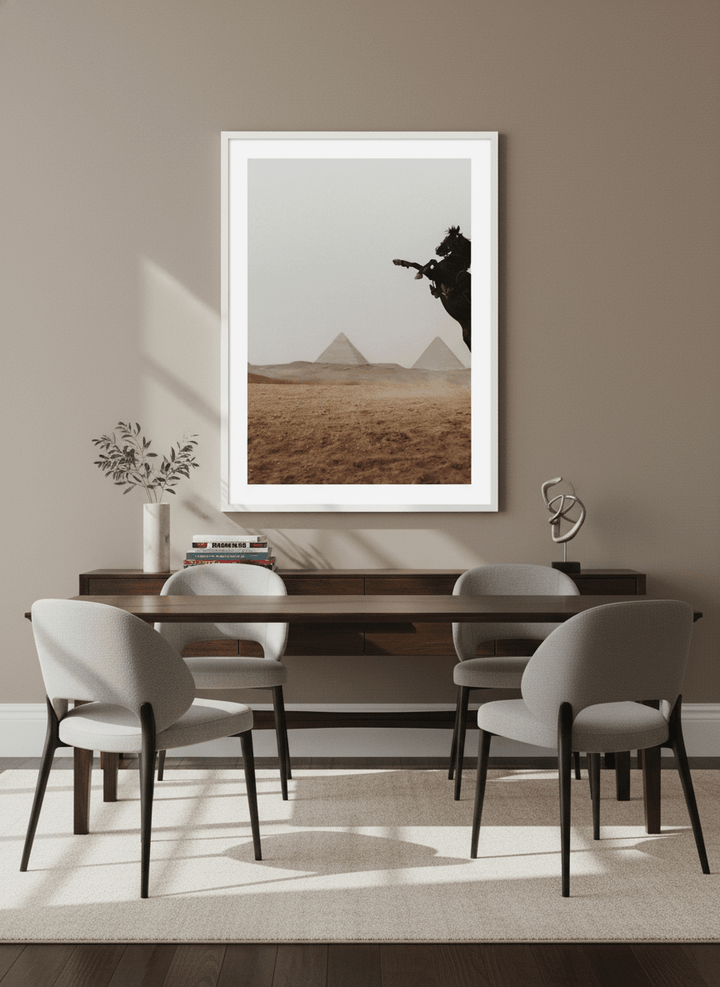 Monumental artwork centred on a feature wall in a luxe interior