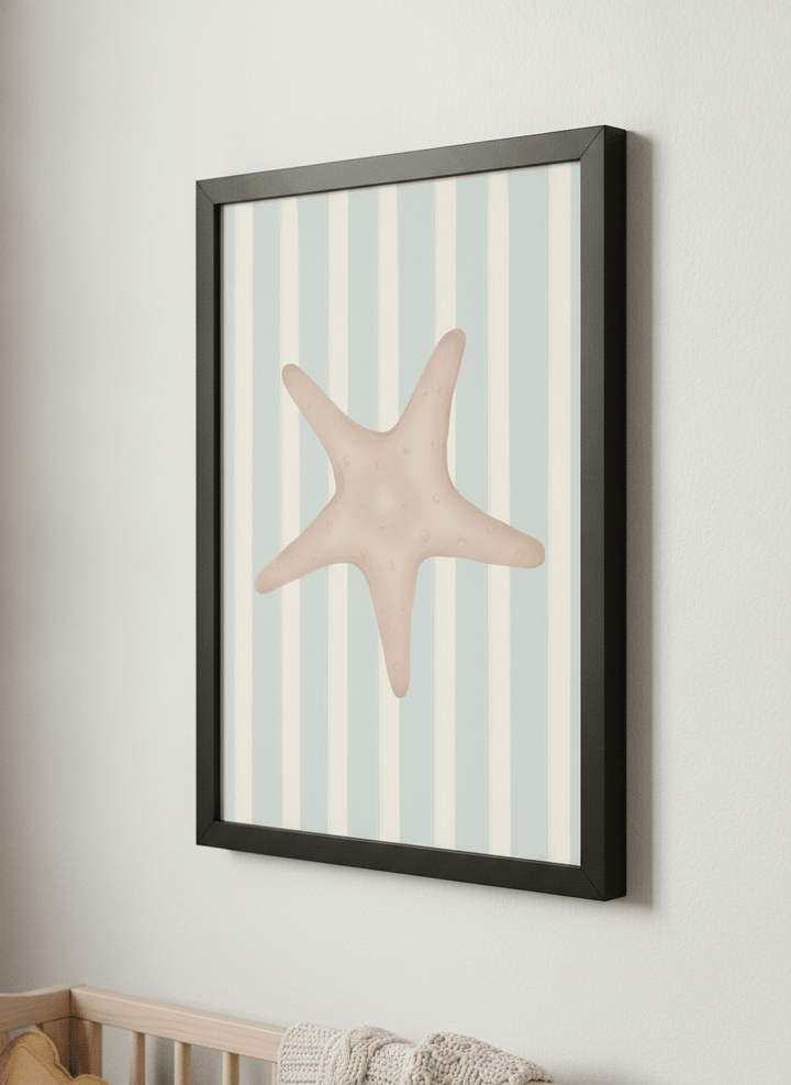 Soft neutral wall art styled in a serene nursery with pastel tones
