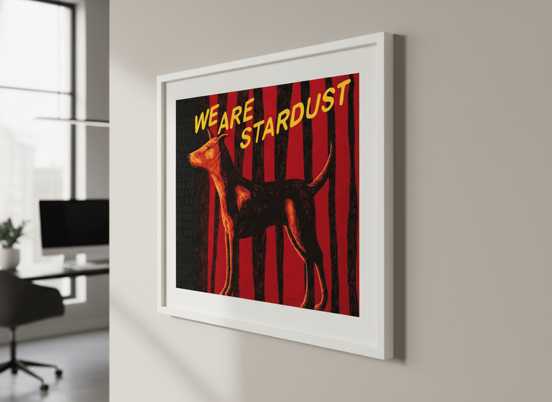 Contemporary wall art featured in a bright modern office workspace