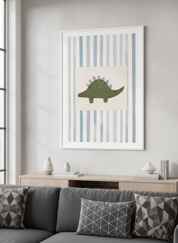 Modern wall art styled above a sofa in a neutral living room