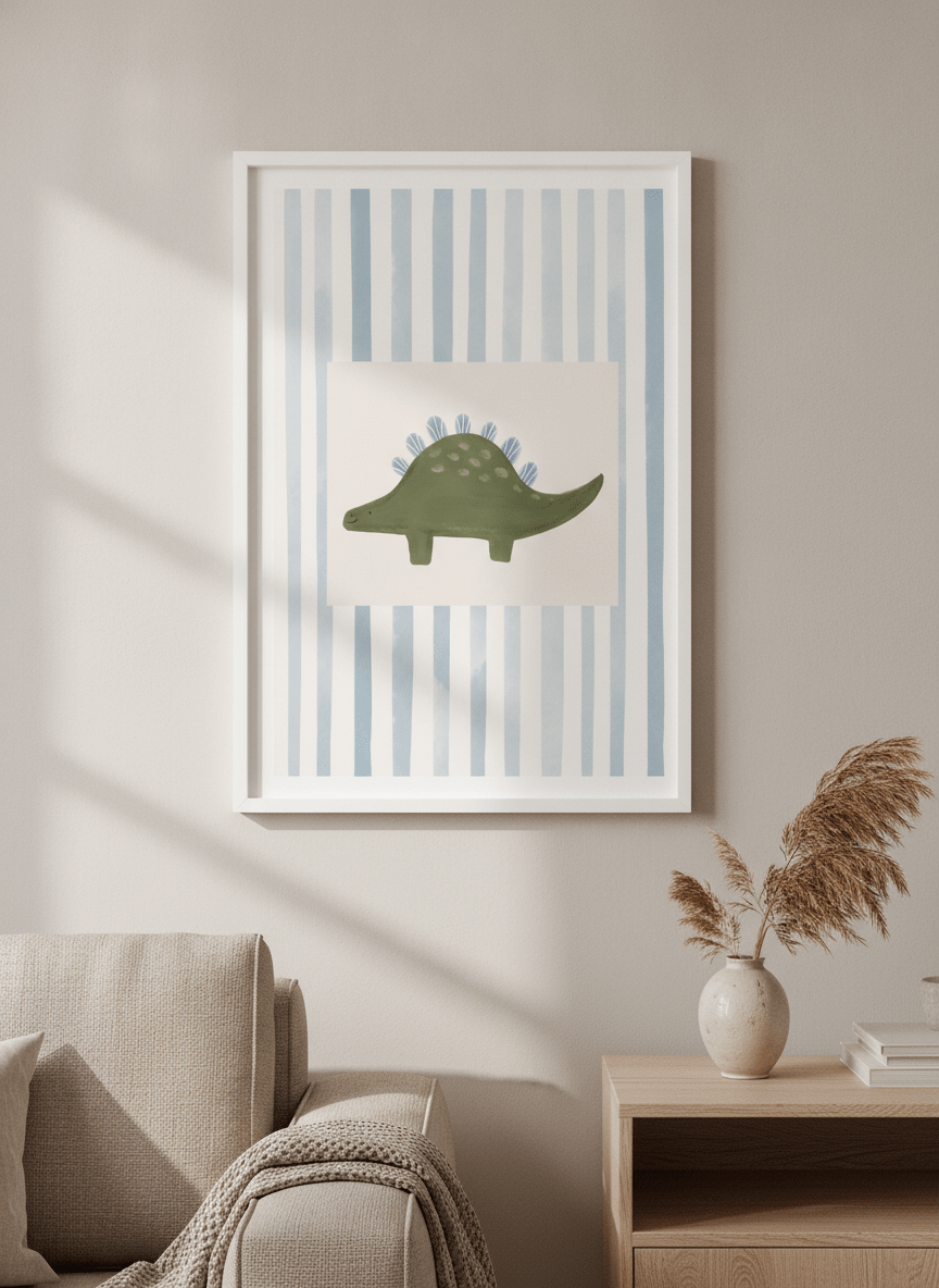Modern wall art styled above a sofa in a neutral living room
