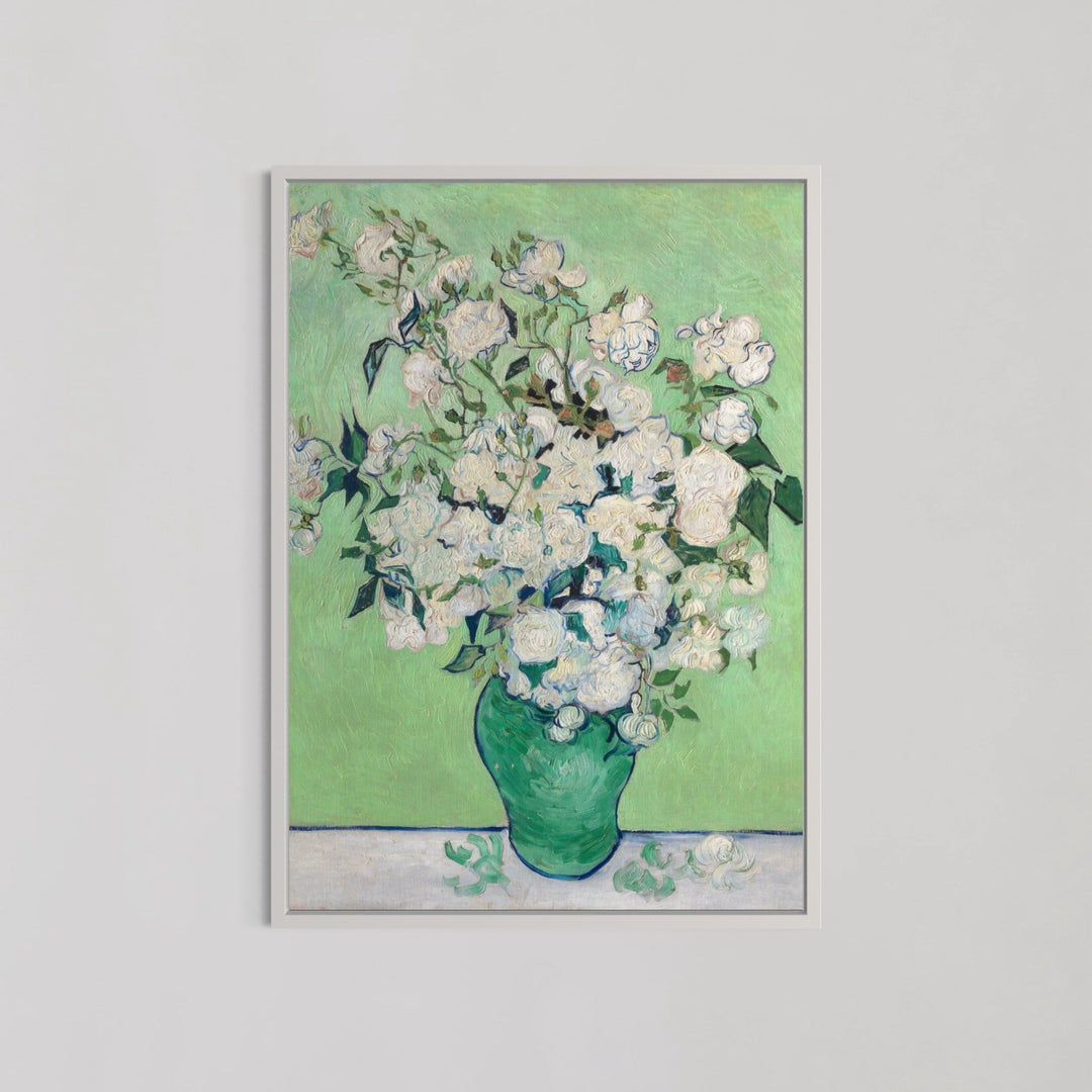 Still Life Vase with Pink Roses Wall Art By Vincent van Gogh - Style My Wall