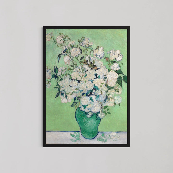 Still Life Vase with Pink Roses Wall Art By Vincent van Gogh - Style My Wall