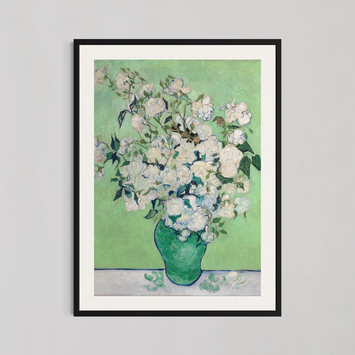 Still Life Vase with Pink Roses Wall Art By Vincent van Gogh - Style My Wall