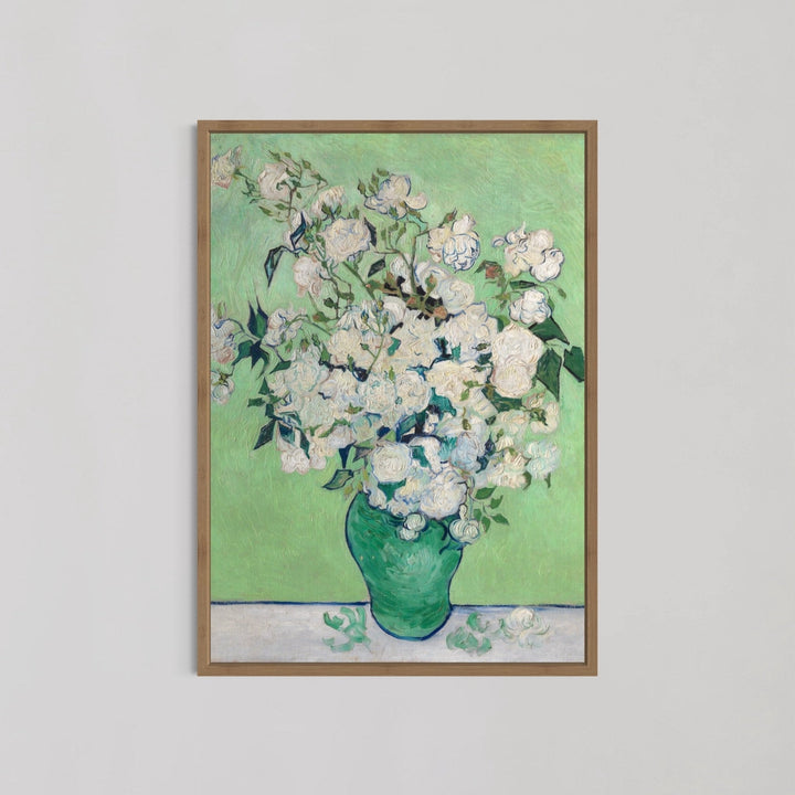 Still Life Vase with Pink Roses Wall Art By Vincent van Gogh - Style My Wall