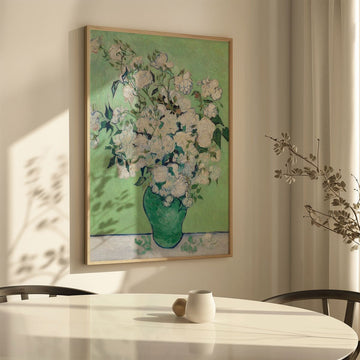 Still Life Vase with Pink Roses Wall Art By Vincent van Gogh - Style My Wall