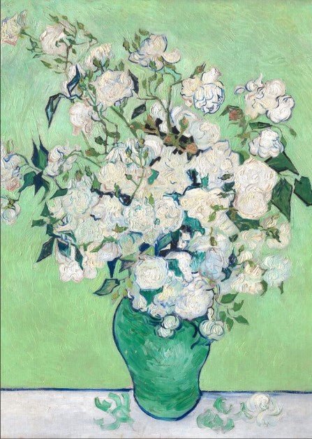 Still Life Vase with Pink Roses Wall Art By Vincent van Gogh