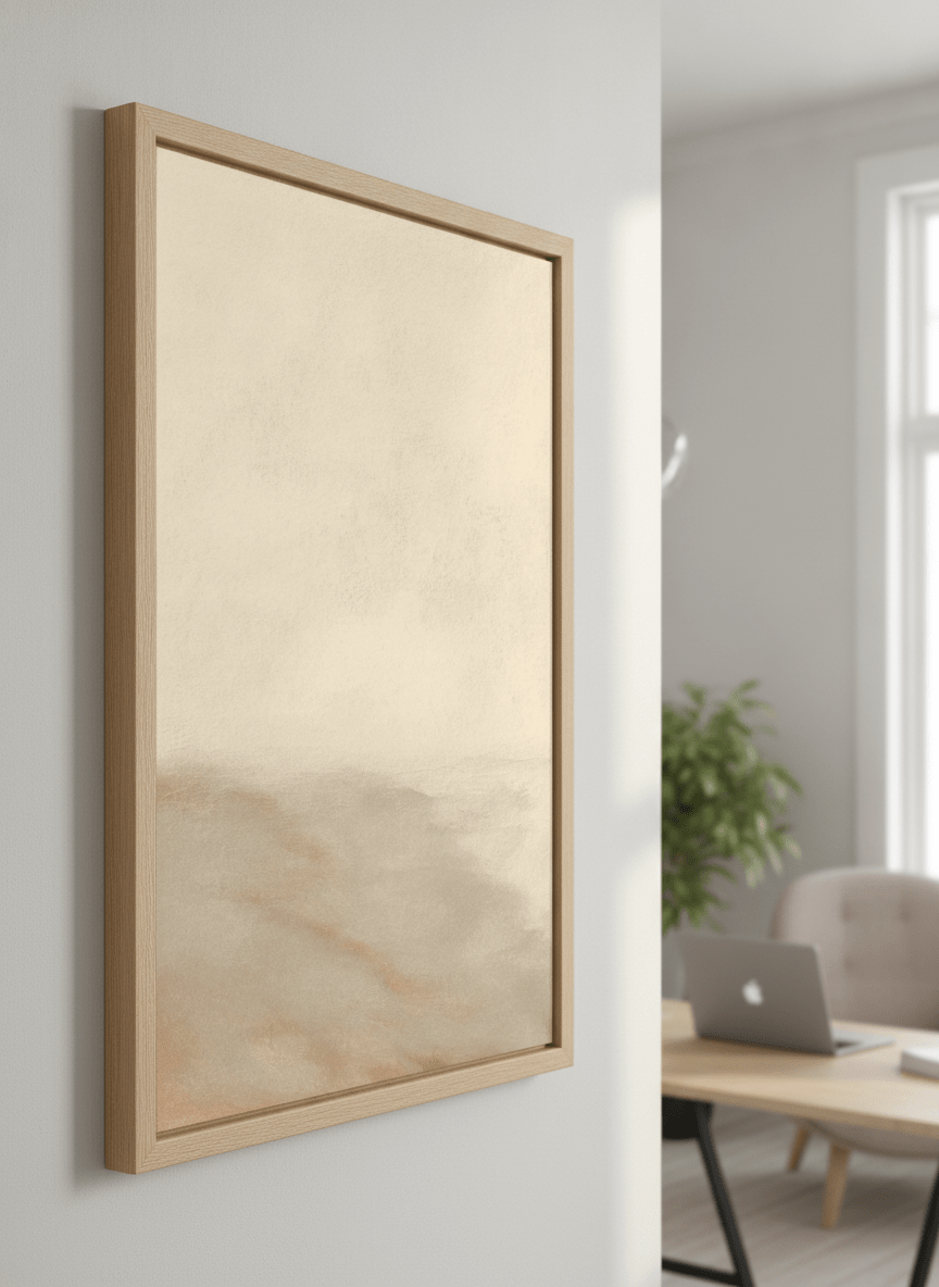 Contemporary wall art featured in a bright modern office workspace
