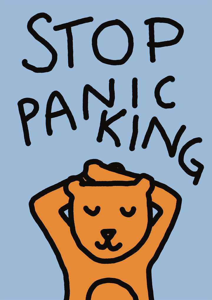 Stop Panicking Bear Wall Art Print - Style My Wall,frame