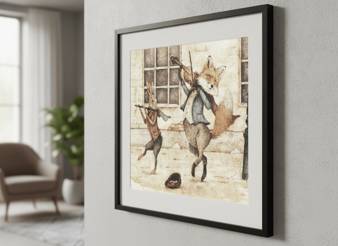 Modern wall art styled above a sofa in a neutral living room
