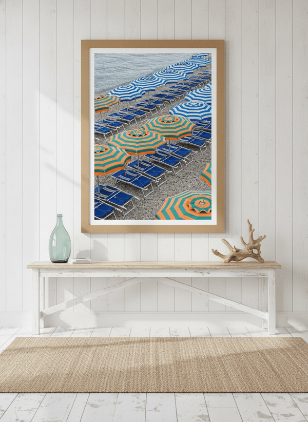 Striped Beach Umbrellas By Shot by Clint | Art & Canvas Print
