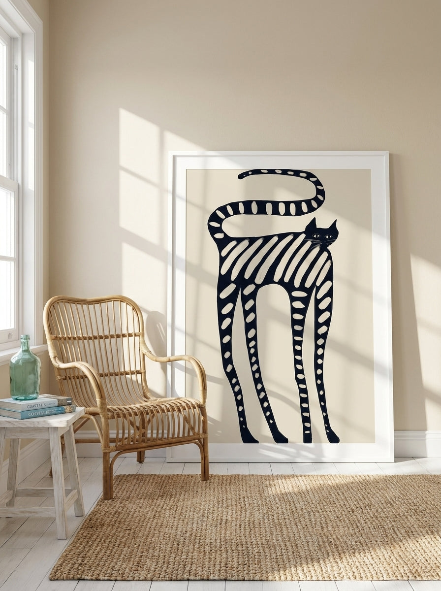 Modern wall art print leaning against the wall in a coastal nursery