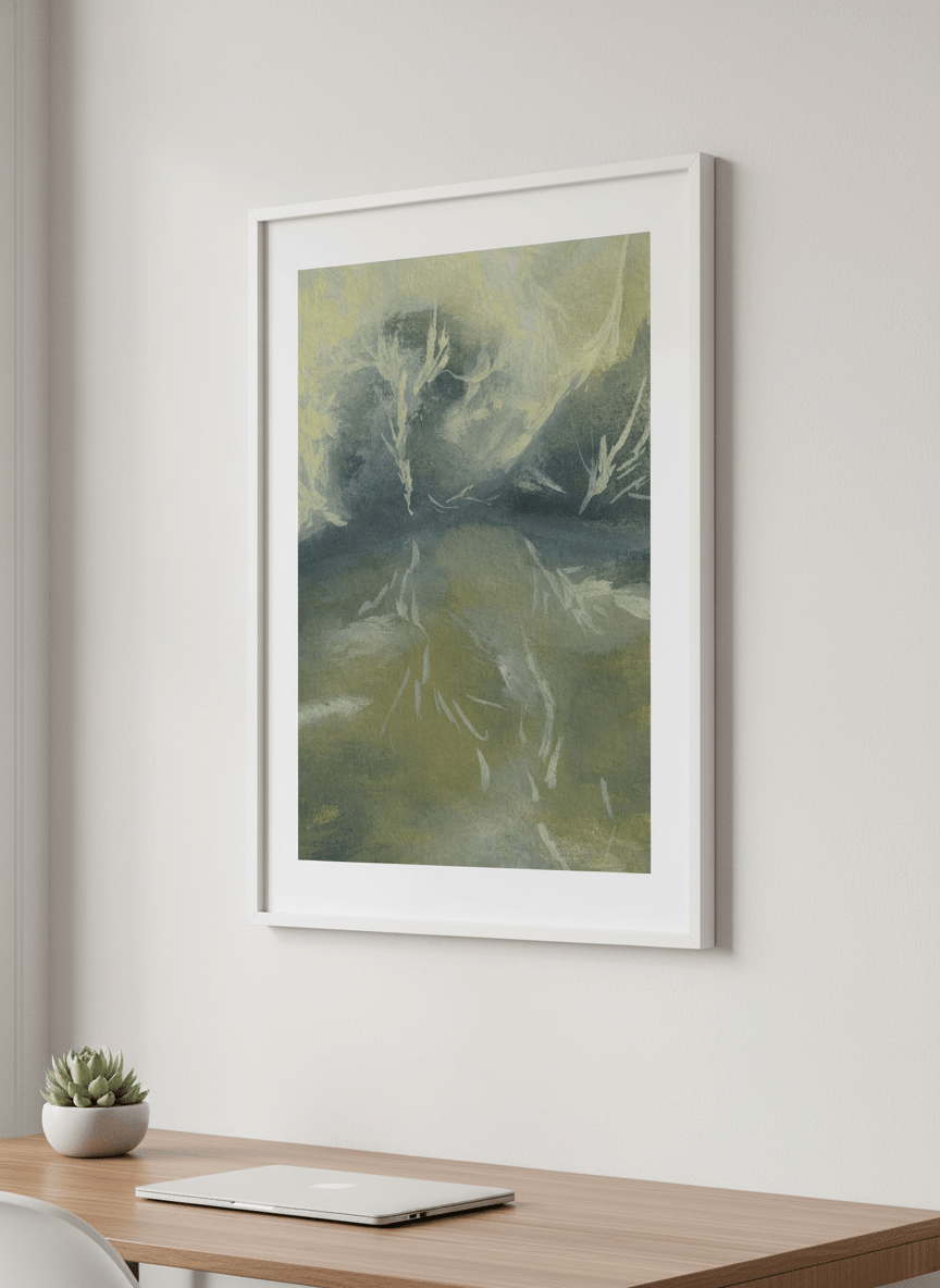 Contemporary wall art featured in a bright modern office workspace