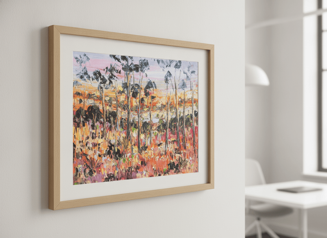 Contemporary wall art featured in a bright modern office workspace