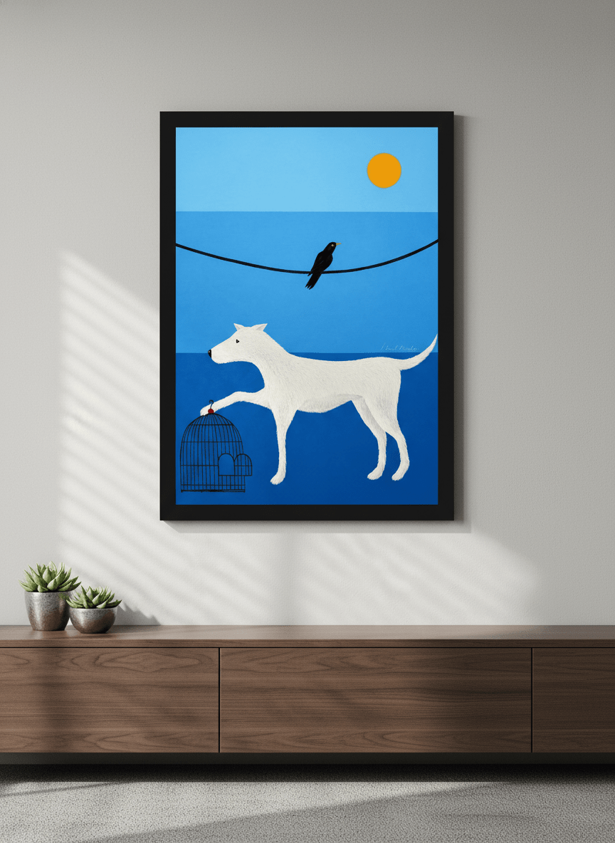 Contemporary wall art featured in a bright modern office workspace