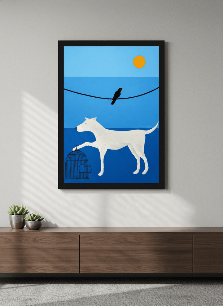 Contemporary wall art featured in a bright modern office workspace