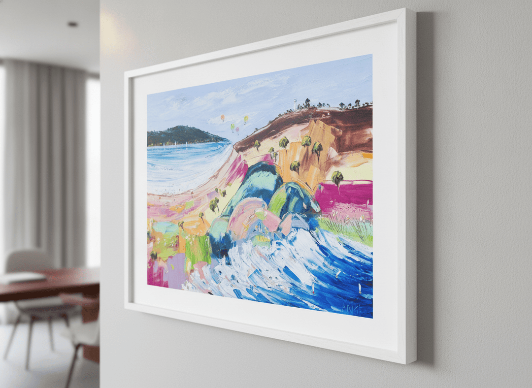 Contemporary wall art featured in a bright modern office workspace