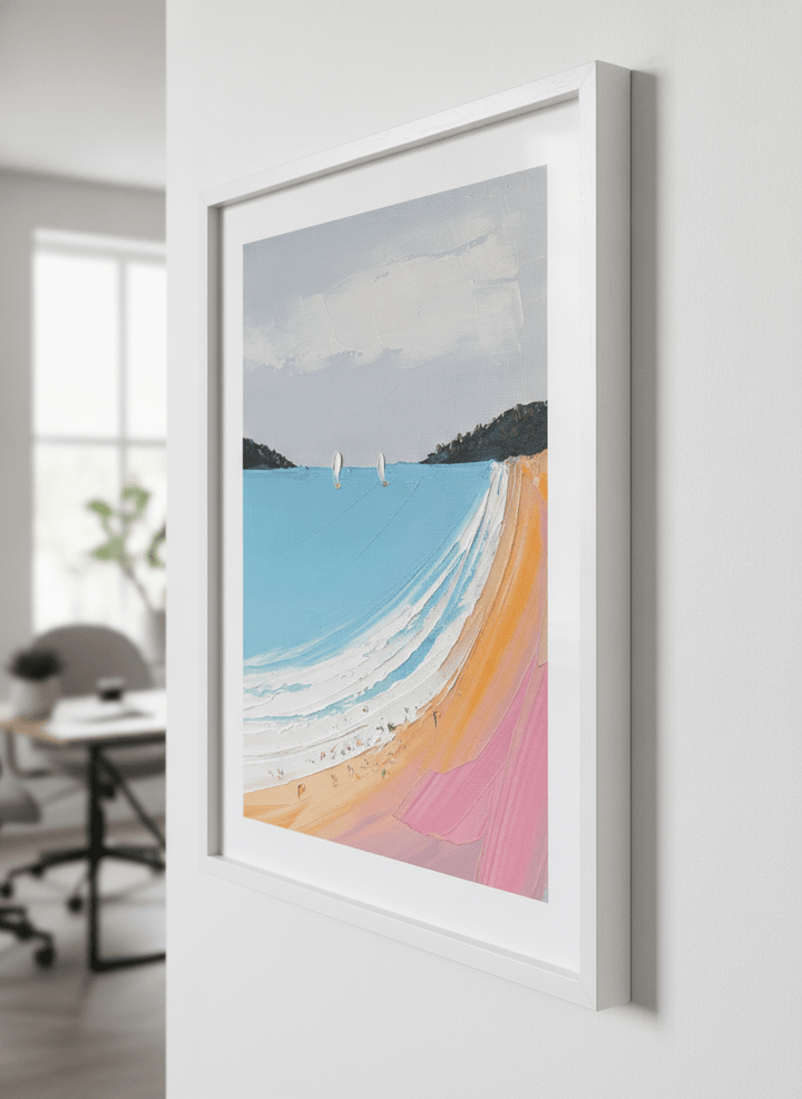 Contemporary wall art featured in a bright modern office workspace
