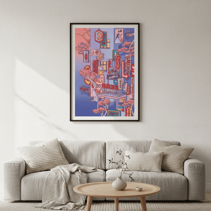 Sundays at the Sake Hotel Blue II by Lauren Ly wall - art - picture - poster