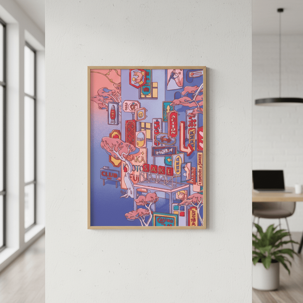 Sundays at the Sake Hotel Blue II by Lauren Ly wall - art - picture - poster