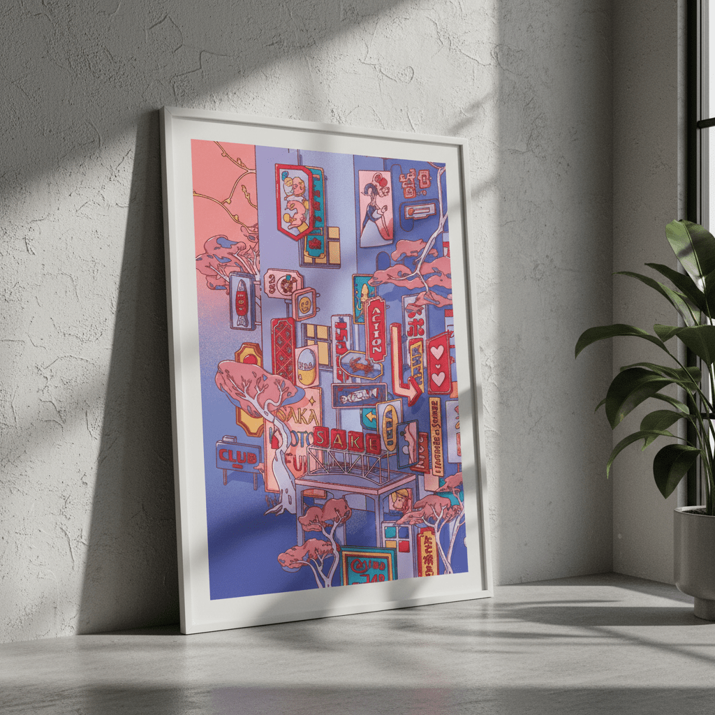 Sundays at the Sake Hotel Blue II by Lauren Ly wall - art - picture - poster