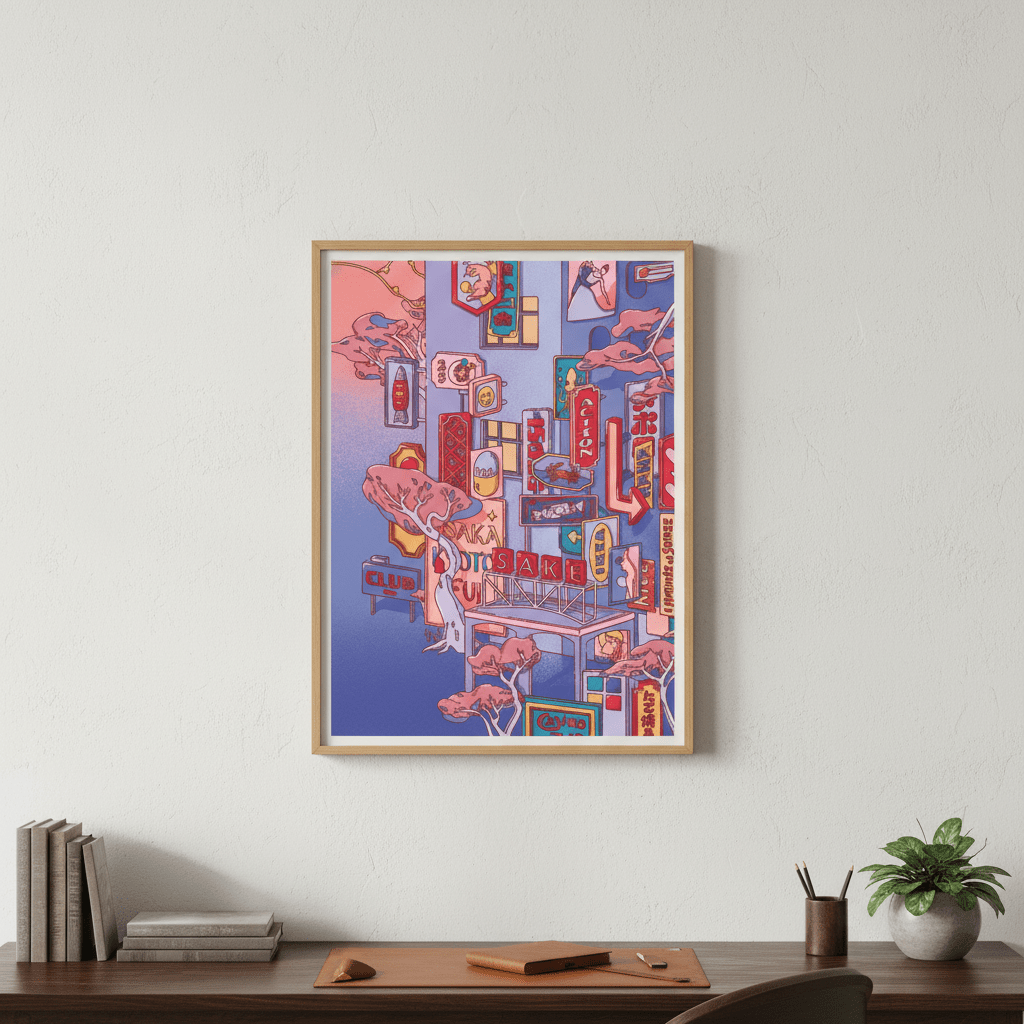 Sundays at the Sake Hotel Blue II by Lauren Ly wall - art - picture - poster