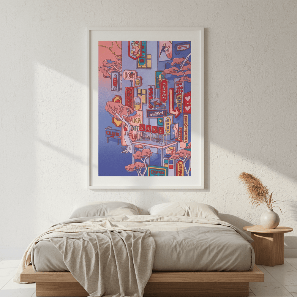 Sundays at the Sake Hotel Blue II by Lauren Ly wall - art - picture - poster