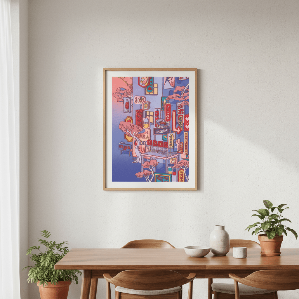 Sundays at the Sake Hotel Blue II by Lauren Ly wall - art - picture - poster