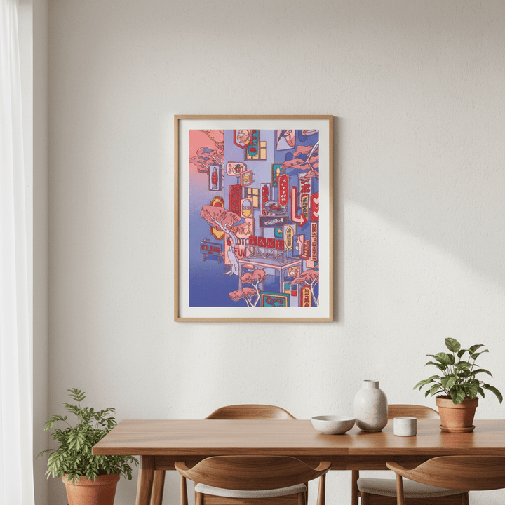 Sundays at the Sake Hotel Blue II by Lauren Ly wall - art - picture - poster