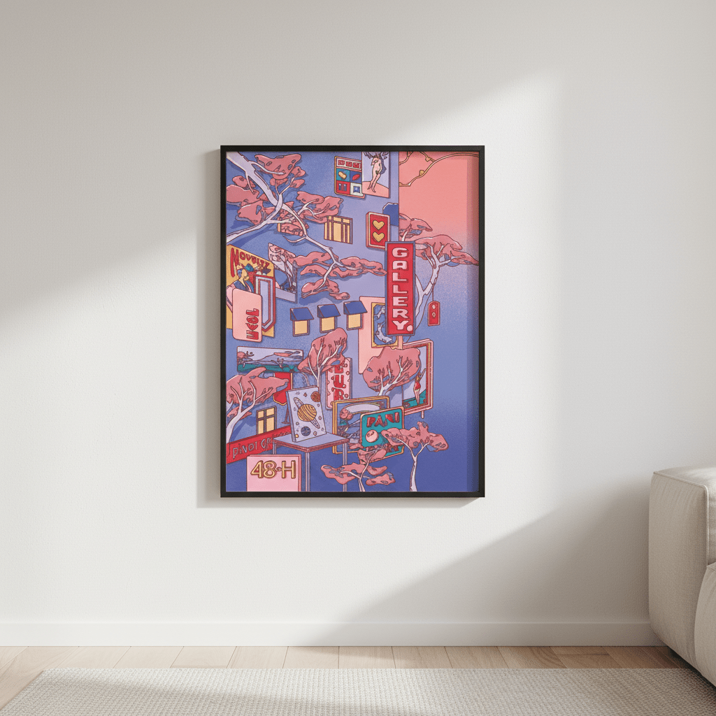 Sundays at the Sake Hotel I Blue by Lauren Ly wall - art - picture - poster