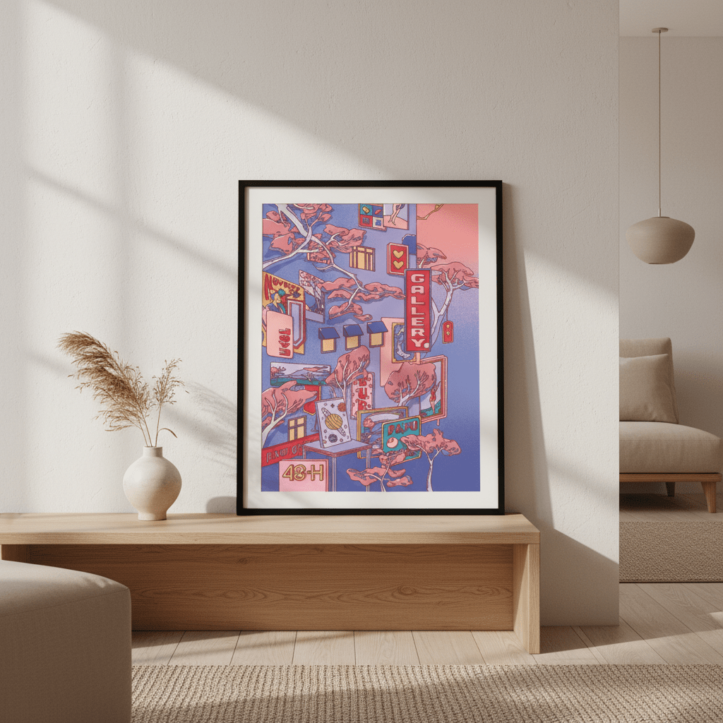 Sundays at the Sake Hotel I Blue by Lauren Ly wall - art - picture - poster