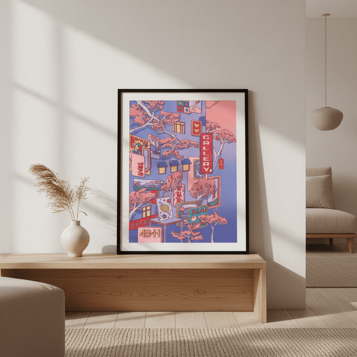 Sundays at the Sake Hotel I Blue by Lauren Ly wall - art - picture - poster