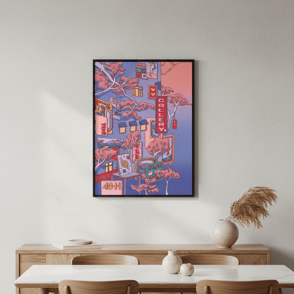 Sundays at the Sake Hotel I Blue by Lauren Ly wall - art - picture - poster