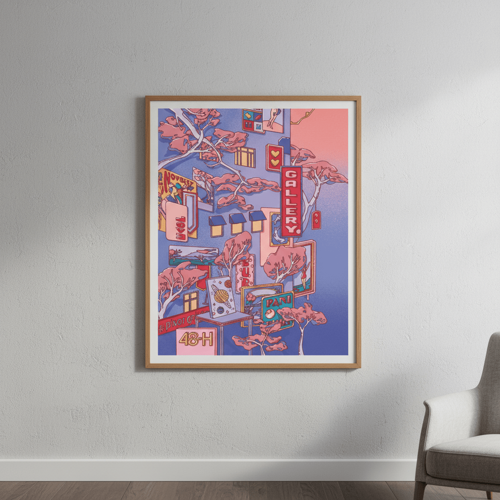 Sundays at the Sake Hotel I Blue by Lauren Ly wall - art - picture - poster