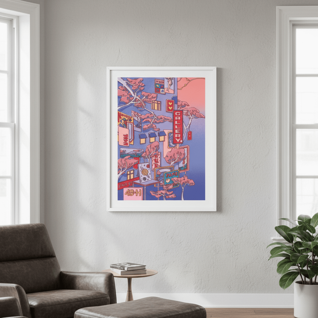 Sundays at the Sake Hotel I Blue by Lauren Ly wall - art - picture - poster