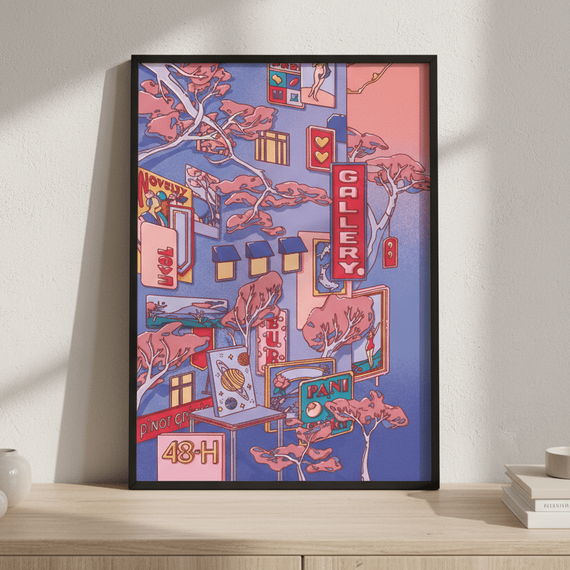 Sundays at the Sake Hotel I Blue by Lauren Ly wall - art - picture - poster