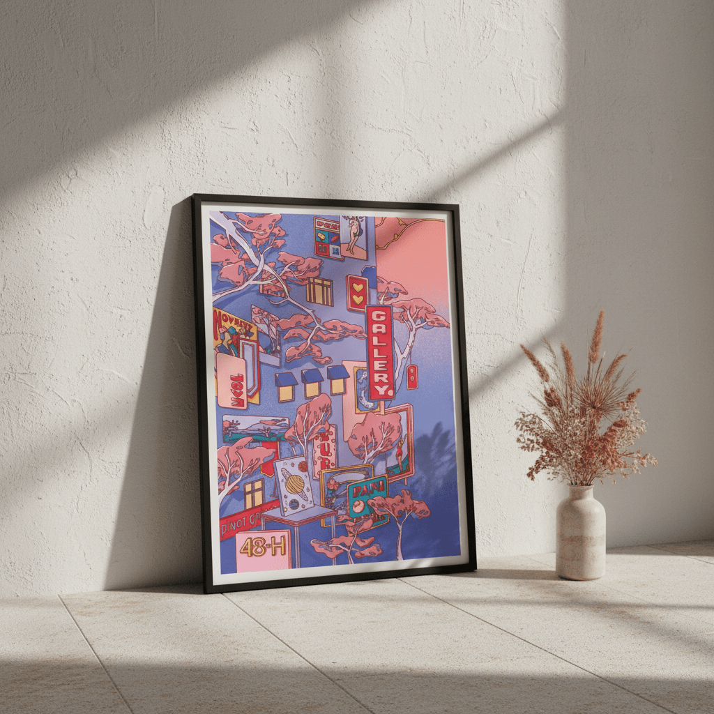 Sundays at the Sake Hotel I Blue by Lauren Ly wall - art - picture - poster