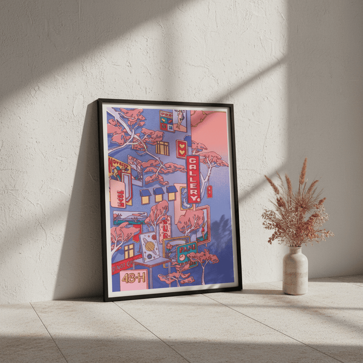 Sundays at the Sake Hotel I Blue by Lauren Ly wall - art - picture - poster