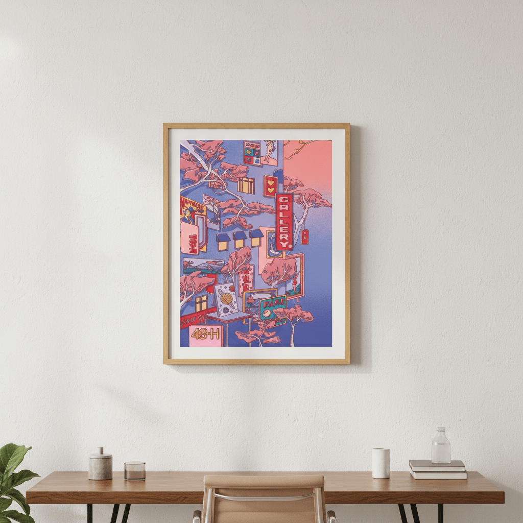 Sundays at the Sake Hotel I Blue by Lauren Ly wall - art - picture - poster