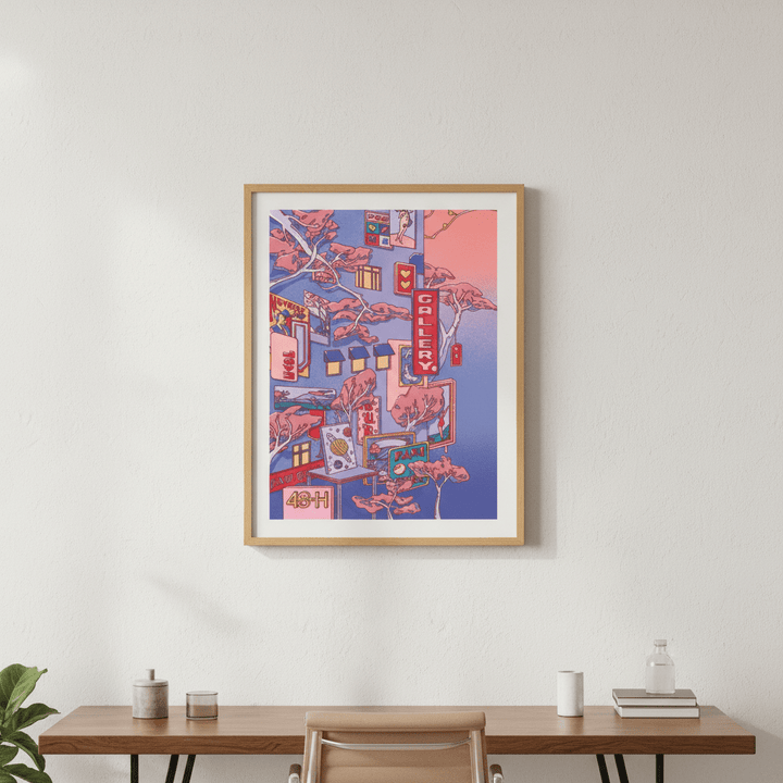 Sundays at the Sake Hotel I Blue by Lauren Ly wall - art - picture - poster