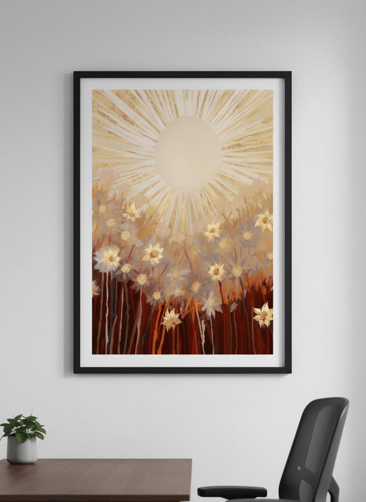 Contemporary wall art featured in a bright modern office workspace