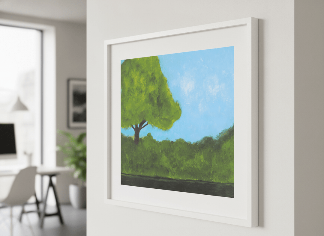 Contemporary wall art featured in a bright modern office workspace