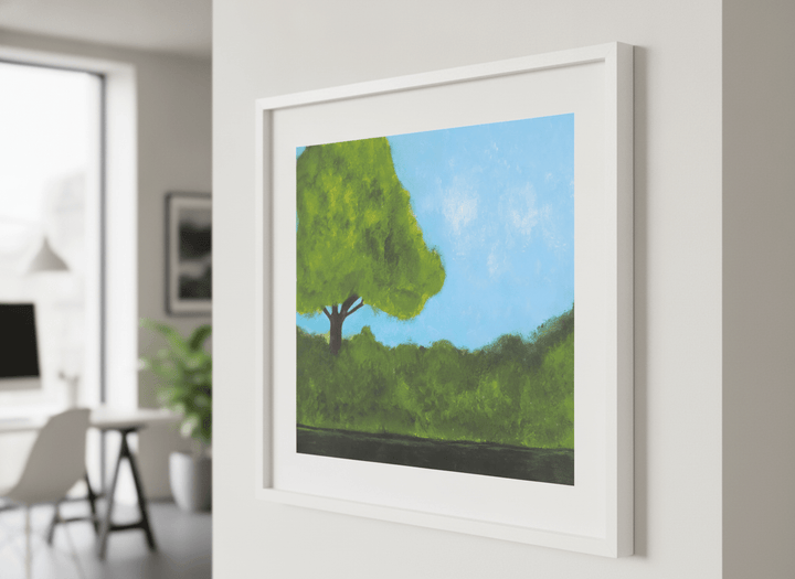 Contemporary wall art featured in a bright modern office workspace