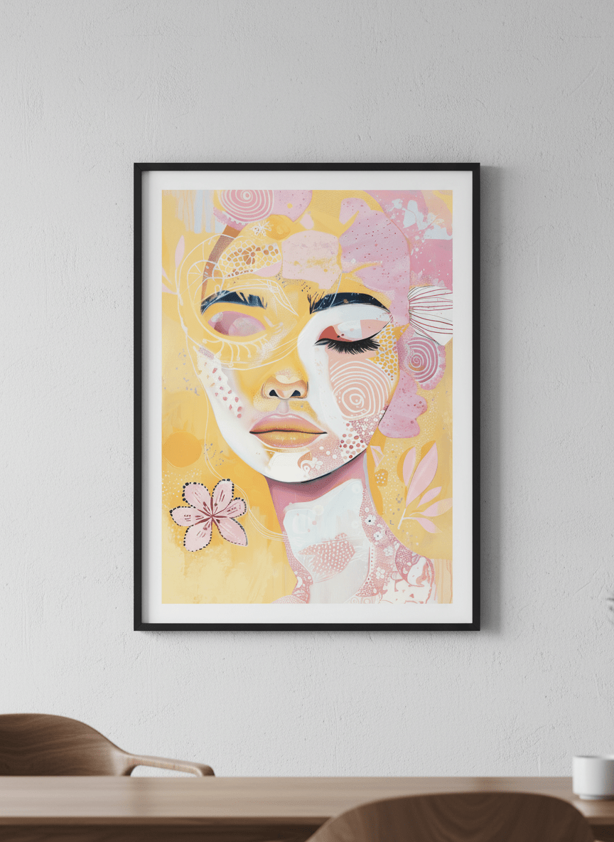 Contemporary wall art featured in a bright modern office workspace