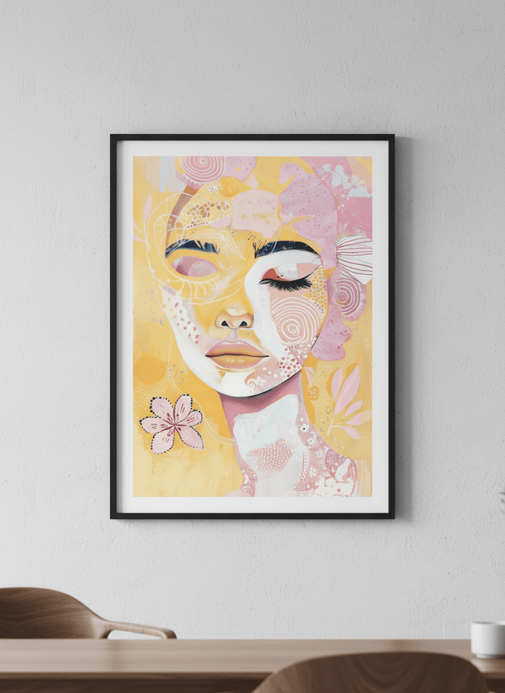 Contemporary wall art featured in a bright modern office workspace