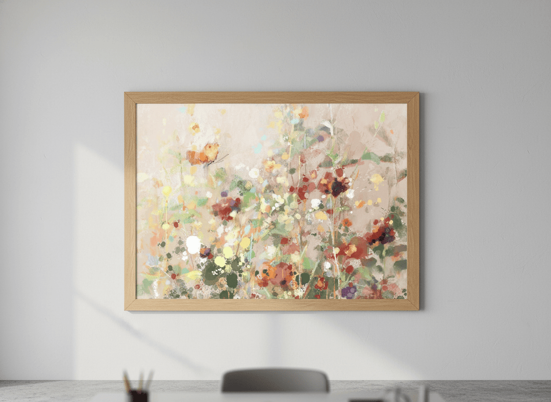 Contemporary wall art featured in a bright modern office workspace
