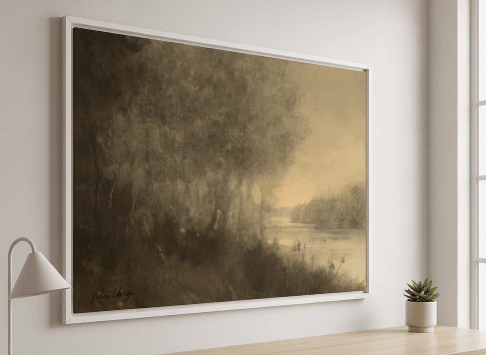 Contemporary wall art featured in a bright modern office workspace