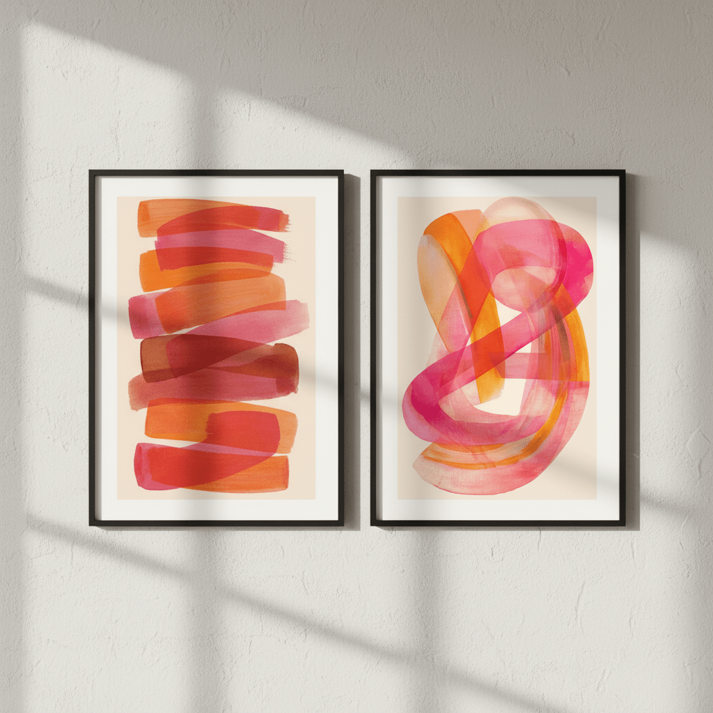 Sunset Blush Set of 2 Abstract Wall Art wall - art - picture - poster